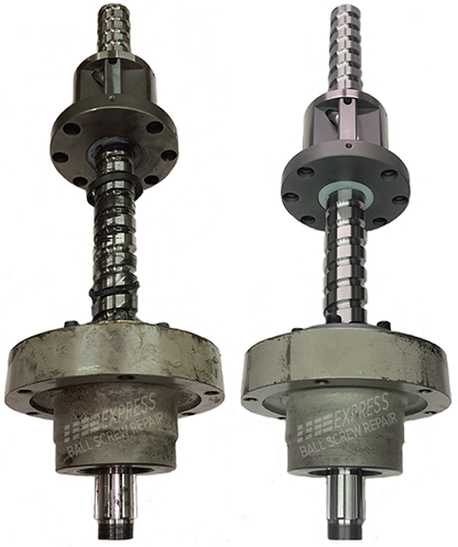 THK ball screw assembly from a Toshiba EC180 injection molding machine